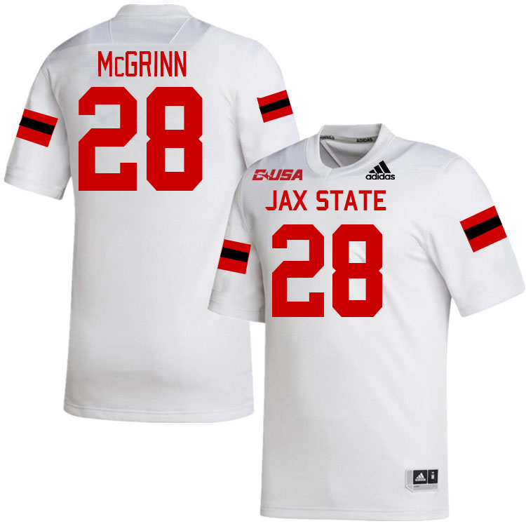 #28 Kyler McGrinn Jacksonville State Gamecocks College Football Jerseys Stitched-White